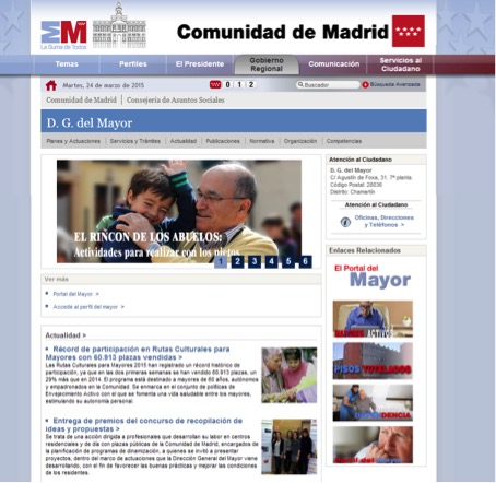 Web de la dirección general del mayor en Madrid