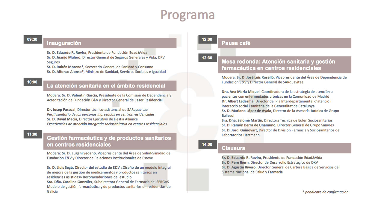 Programa jornada Edad y Vida sobre cronicidad