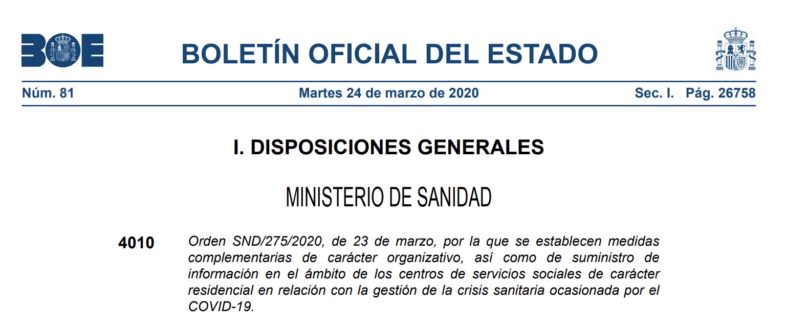 BOE 23 marzo covid residencias