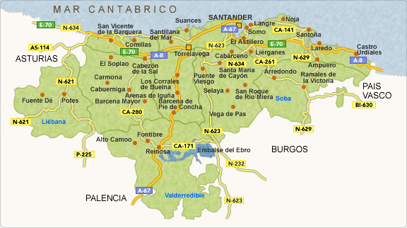 mapa de Cantabria
