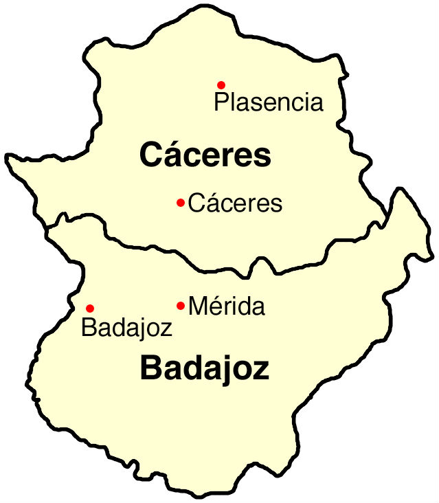 Mapa de Extremadura