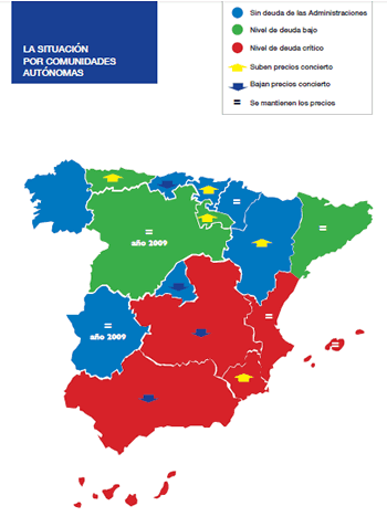 Mapa de la situación por comunidades